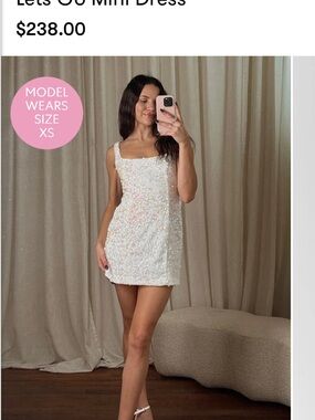 Show Me Your Mumu White Sequin Square-Neck Mini Dress